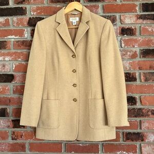 Vintage Talbots Italy Pure 100% Camel Hair Blazer Quiet Luxury Tailored Tan Sz 4